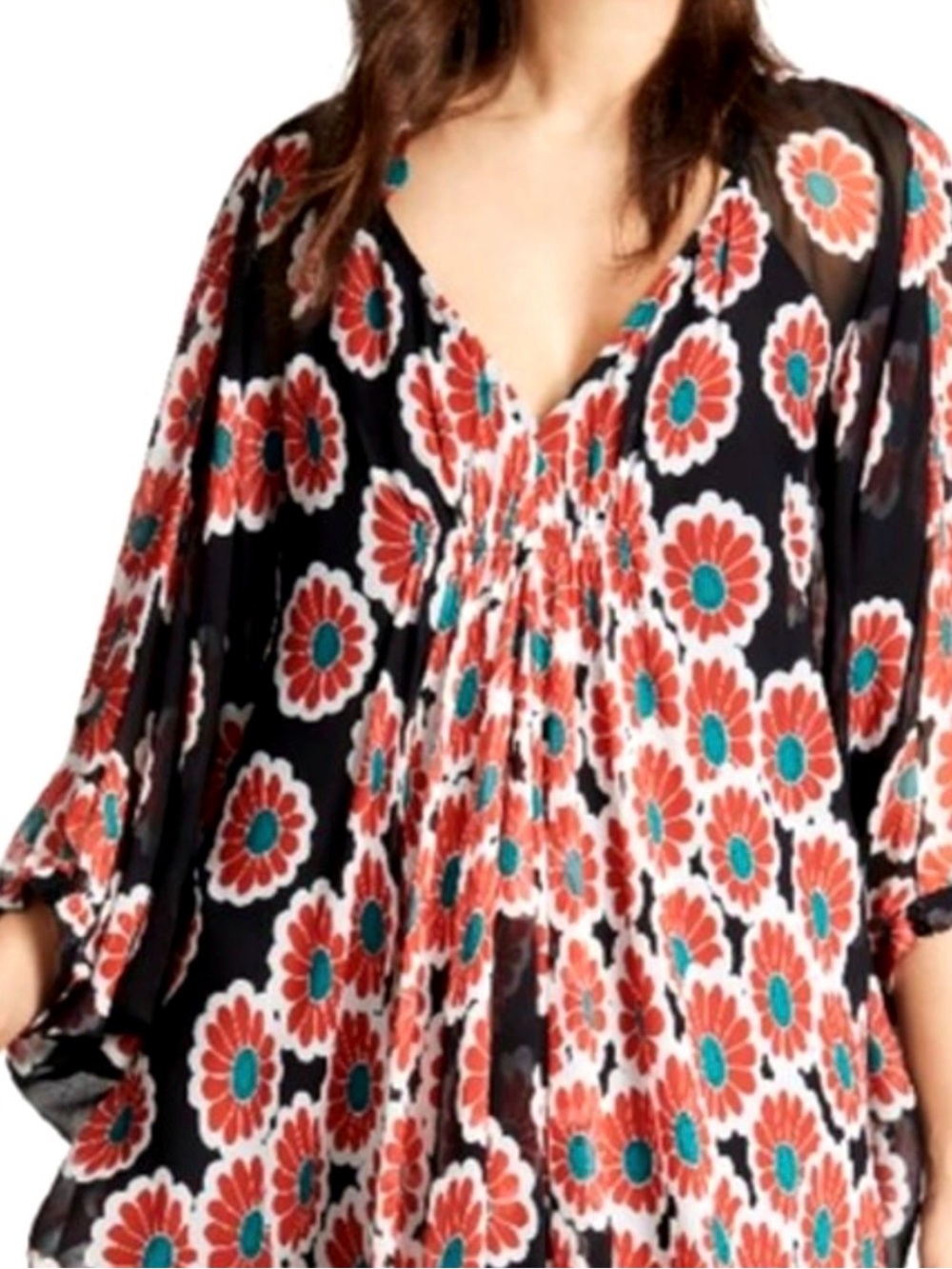 BNWT DIANE VON FURSTENBERG Fleurette Floral Silk Shirred Coverup Dress